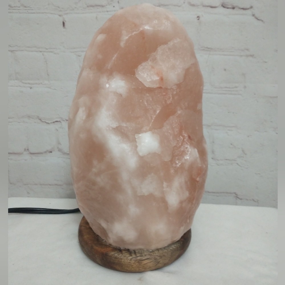 Natural Pink HIMALAYAN salt Lamp on Wood Base 2 Setting Low / High Switch 8.5" - Picture 2 of 11